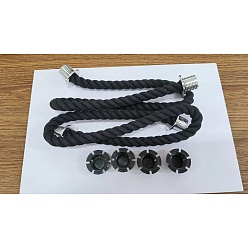 Черный Практичная ручка для сумки из витой хлопковой веревки, с пластиковой откручивающейся крышкой, для резиновых сумок eva bag tote аксессуары, чёрные, ручка: 64x3.05 см, 2 шт / комплект