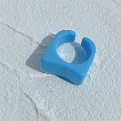 Темно-Голубой Летние кольца-манжеты из смолы для женщин, прямоугольные, глубокое синее небо, внутренний диаметр: 17 мм