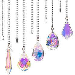 (52) Непрозрачная лаванда 5шт. стеклянный потолочный вентилятор, удлинители цепи, подвесные ловцы солнца, 304 стальной шаровой цепи из нержавеющей, разнообразные, разноцветные, 353~364 мм