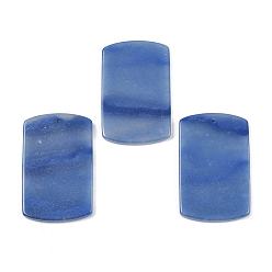 Синий Авантюрин Подвески из натурального голубого авантюрина (окрашенного и нагретого), прямоугольник амулеты, 40x25x3.5 мм, отверстие : 1.6 мм