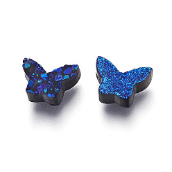 Dunkelblau Imitation Druzy Edelstein Harz Perlen, Schmetterling, dunkelblau, 7.5x10x3.5~4 mm, Bohrung: 1.2 mm