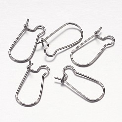 Черный Цвет Металла Латунные серьги-кольца серьги почек, металлический черный , 18 датчик, 20x10 мм, штифты : 1 мм