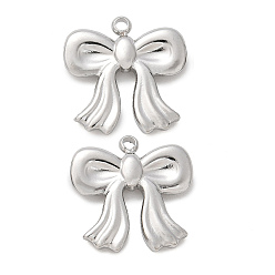 Нержавеющая Сталь Цвет 304 прелести нержавеющей стали, бантом прелести, анти-тускнение, цвет нержавеющей стали, 15x14.5x2.5 мм, отверстие : 1.4 мм