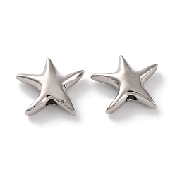 Платина Стойки обшивки латунные бусины, без кадмия и без свинца, долговечный, звезда, платина, 11x12.5x4 мм, отверстие : 1.6 мм