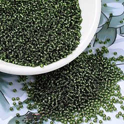 (RR26) Silverlined Olive Миюки круглые бусины рокайль, японский бисер, (rr 26) серебристый оливковый, 11/0, 2x1.3 мм, Отверстие: 0.8 мм, о 1100 шт / бутылка, 10 г / бутылка