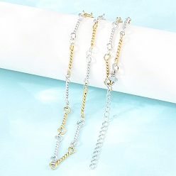 Золотой & Цвет Нержавеющей Стали 4ММ двухцветная 304 Цепочка из нержавеющей стали с витыми звеньями для женщин и мужчин, золотые и нержавеющая сталь цвет, 17.91 дюйм (45.5 см)