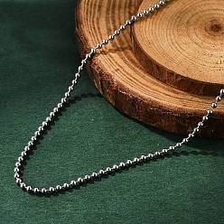 Нержавеющая Сталь Цвет Не тускнеет 304 ожерелья из шариковой цепи из нержавеющей стали, с карабин-лобстерами , цвет нержавеющей стали, 18.3 дюйм (46.5 см), 1.4 мм