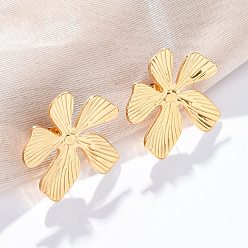 Золотой 304 серьги-гвоздики из нержавеющей стали для женщин, цветок, золотые, 30.5x33.5 мм