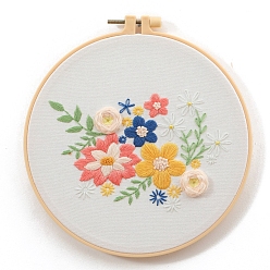 Морской Синий Цветочный узор 3d, стартовые наборы для вышивания со схемами и инструкциями, вышивка для начинающих, в том числе на хлопчатобумажной ткани с принтом, Marine Blue, 300x300 мм