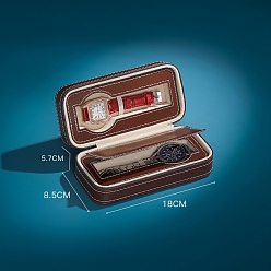 Coconut Brown PU Leather Jewelry Box, Travel Portable Jewelry Case, Zipper Storage Boxes, for Watch, Rectangle, Coconut Brown, 18x8.5x5.7cm