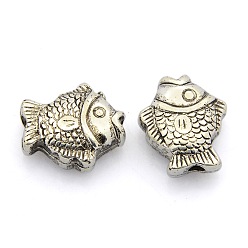 Античное Серебро CCB пластиковые шарики, рыба, античное серебро, 15x13x6 мм, отверстие : 2 мм
