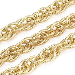 Настоящее золото 18K 304 сетчатые веревочные цепи из нержавеющей стали, несварные, с катушкой, ионное покрытие (ip), реальный 18 k позолоченный, 10.5x8.5x1.5 мм