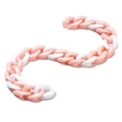 PearlPink Handgefertigte verdrehte Acrylketten, Panzerketten, weiß, rosa, Links: 19x13.5x4 mm, 39.37 Zoll (1 m)/Strang