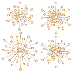 Golden 4Pcs Iron & Acrylic Wall Decorations, Snowflake, Golden, 250x8mm