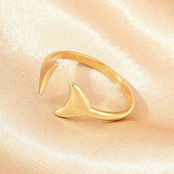 Золотой 304 открытые кольца-манжеты из нержавеющей стали для женщин, рыбий хвост, золотые, 8 мм, внутренний диаметр: 17 мм