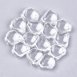 Clear Transparent Glass Pendants, Petaline, Clear, 16x14~14.5x3.5mm, Hole: 1mm