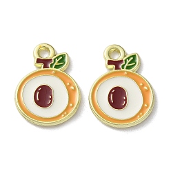 Белый Эмалевые подвески из фруктового сплава, лонган, золотой свет, белые, 18x13x1.5 мм, отверстие : 1.8 мм