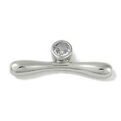 Платина Латунные микро проложить кубического циркония бусы, без кадмия, без никеля и без свинца, полоса, платина, 10.5x29x5 мм, отверстие : 1 мм