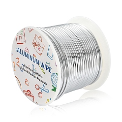 Platinum Round Aluminum Wire, for Jewelry Making, Platinum, 12 Gauge, 2mm, about 30m/roll