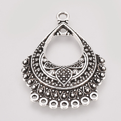 Antik Silber Farbe Tibetischen Stil Legierung Kronleuchter Komponenten Links, Cadmiumfrei und Nickel frei und Bleifrei, Antik Silber Farbe, 36x26x3.5 mm, Bohrung: 1~2 mm, ca. 345 Stk. / 1000 g