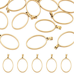 Oval 12 шт. 304 подвески из нержавеющей стали с открытой задней частью, для diy уф смолы, эпоксидная смола, реальный 18 k позолоченный, овальные, 35x22.5x3 мм, отверстие : 8x4 мм