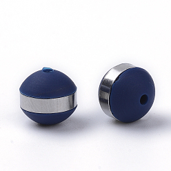 Marine Blue Silicone Beads, with 201 Stainless Steel Findings, Round, Marine Blue, 8mm, Hole: 1.5mm