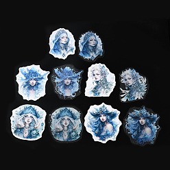 Bleu Acier 10 pcs autocollants décoratifs auto-adhésifs imperméables pour animaux de compagnie fée magique, pour scrapbooking diy, bleu acier, 63~80x52~63x0.2mm
