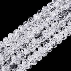 Прозрачный Хрустящие прозрачные стеклянные бусины нити, рондель, прозрачные, 8~8.5x3.5~5 мм, отверстие : 1~1.4 мм, около 76~86 шт / нитка, 15.16~15.55 дюйм (38.5~39.5 см)