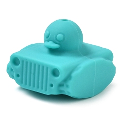 Темно-бирюзовый Танк утка пищевые силиконовые фокусные бусины, изготовление ожерелий diy, темные бирюзовый, 21x24.5x26 мм, отверстие : 2.5 мм