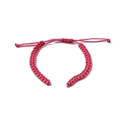 Pink Плетеные шнур нейлона для поделок браслет решений, розовые, 145~155x5x2 мм, отверстие : 2~4 мм
