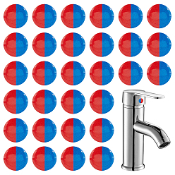 Разноцветный 30 шт. ПВХ публичные знаки, маркировка горячей и холодной воды для крана, полукруглый, красочный, 10x1 мм