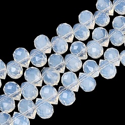 WhiteSmoke Imitation Jade Glass Beads Strands, Teardrop, Faceted, WhiteSmoke, 10x8x8mm, Hole: 1~1.2mm, about 88~92pcs/strand, 20.67~22.64 inch(52.5~57.5cm)