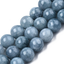 Другие Кварцы Окрашенные природного кварца круглый шарик нити, имитация аквамарин, 12~13 мм, отверстие : 1 мм, около 32 шт / нитка, 14.7 дюйм