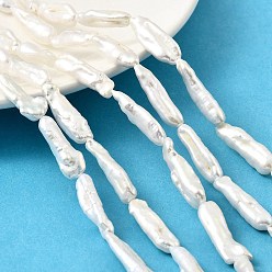 (404) Непрозрачное AB Кислое яблоко Натуральный жемчуг в стиле барокко кеши, культивированный пресноводный жемчуг, придерживаться, цветочный белый, 18~25x7~8x4~6 мм, отверстие : 0.5 мм, около 16~17 шт / нитка, 15.12~15.51'' (38.4~39.4 см)