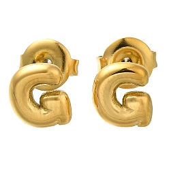 Letter G 304 из нержавеющей стали серьги, реальный 14 k позолоченный, ионное покрытие (ip), Буква G, 7.5x6.5 мм