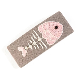 Pink DIY Embroidery Fish Pattern Hair Clips Kits, Including Embroidery Cloth & Thread, Needle, Embroidery Hoop, Instruction Sheet, Pink, 65x25mm