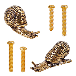 Snail Brass Drawer Cabinets Handles, with Screw, Antique Golden & Golden, Snail, 38x17.5x19mm