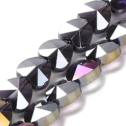 Индиго Стеклянные бусины с гальваническим покрытием , сердце, граненые, индиговые, 10x10x6 мм, отверстие : 1.2 мм, около 78~80 шт / нитка, 28.82~28.94'' (73.2~73.5 см)