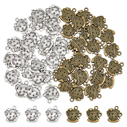 (52) Непрозрачная лаванда 50 шт 2 цвета подвески из сплава, чашка очарование, разноцветные, 24x23x3 мм, отверстие : 3 мм, 25 шт / цвет