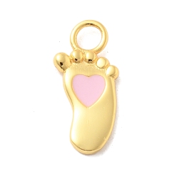 Footprint 925 подвески из стерлингового серебра с розовой эмалью, золотые, с печатью 925, след, 15.5x7x1.5 мм, отверстие : 2.5 мм