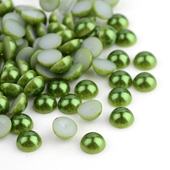 Olivgrün Abs Kunststoff Cabochons, Nachahmung Perlen, Halbrund, olivgrün, 5x2.5 mm, ca. 5000 Stk. / Beutel