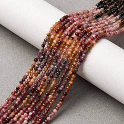 Турмалин Нити из натуральных разноцветных турмалиновых бусин, граненые, круглые, 2~2.5 мм, отверстие : 0.5 мм, около 200~207 шт / нитка, 15.31~15.35 дюйм (38.9~39 см)