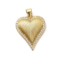 Сердце Латунные микро проложить кубического циркония подвески, стойки покрытие, долговечный, без свинца и без кадмия, реальный 18 k позолоченный, сердце, 23x18.5x4.5 мм, отверстие : 4.5x3.5 мм