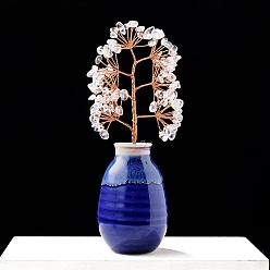 Хрусталь Натуральный розовый кварц и керамические украшения для витрин, для домашнего офисного стола, счастливое дерево, 160~170 мм