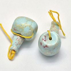 Shoushan Stone Natural Gemstone 3 Hole Guru Beads, T-Drilled Beads, 21~24x10.5~12x11.5~12.5mm, Hole: 1.8mm, 2mm