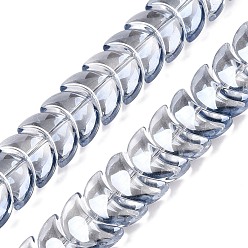 Светлый Стально-синий Стеклянные бусины с гальваническим покрытием , луна, светло-стальной синий, 9x14x7 мм, отверстие : 0.9 мм, около 99~101 шт / нитка, 35.08~36.36'' (89.1~90.9 см)