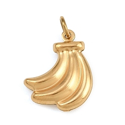 Банан 304 подвески из нержавеющей стали, ионное покрытие (ip), реальный 18 k позолоченный, с целью перехода в кольце, банан, 18x14.5x4 мм, отверстие : 3 мм