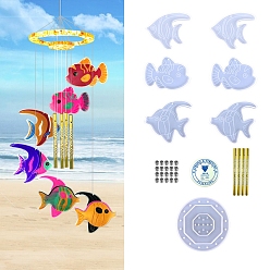 Белый Силиконовые формы для изготовления колокольчиков из пищевого силикона, формы для литья смолы, с алюминиевой трубкой, рыба, белые, 67~115x87~115 мм