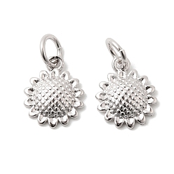 Платина Латунные подвески, прелести подсолнуха, платина, 11x9x2 мм, Перейти кольцо: 5x0.8 мм, внутренний диаметр: 3.4 мм