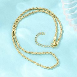 Настоящее золото 18K 3 мм латунь веревку цепи ожерелья, долговечный, стойки покрытие, без свинца и без кадмия, реальный 18 k позолоченный, 17.80 дюйм (45.2 см)